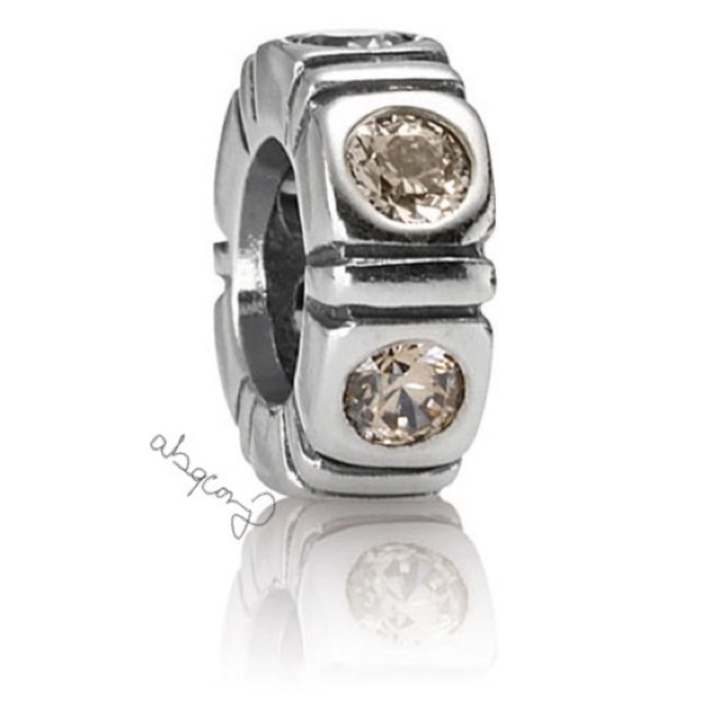 EUC Pandora 790368CCZ Sterling Silver Champagne Zirconia Trinity Spacer Charm